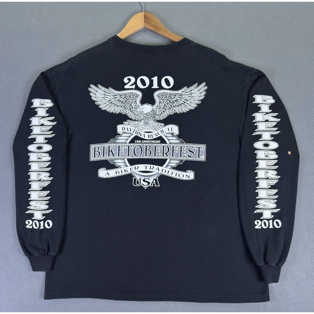 Biketoberfest Shirt XL Black 2010 Daytona Beach Faded Sleeve Logo ProWeight